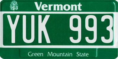 VT license plate YUK993