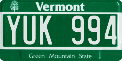 VT license plate YUK994