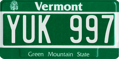 VT license plate YUK997