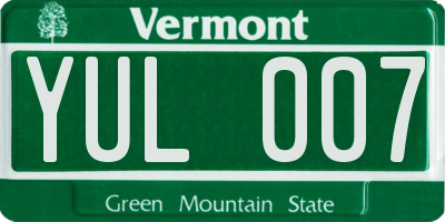 VT license plate YUL007