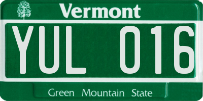 VT license plate YUL016