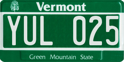 VT license plate YUL025