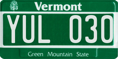 VT license plate YUL030