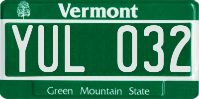 VT license plate YUL032