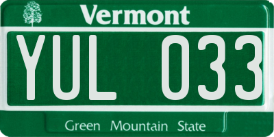 VT license plate YUL033