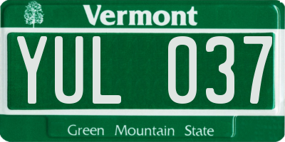 VT license plate YUL037