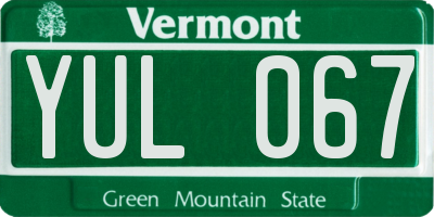 VT license plate YUL067