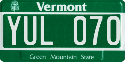 VT license plate YUL070