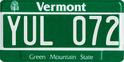VT license plate YUL072