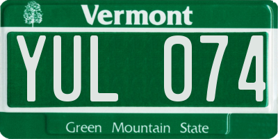 VT license plate YUL074