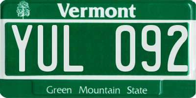 VT license plate YUL092