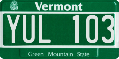 VT license plate YUL103