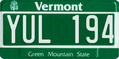 VT license plate YUL194