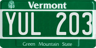 VT license plate YUL203