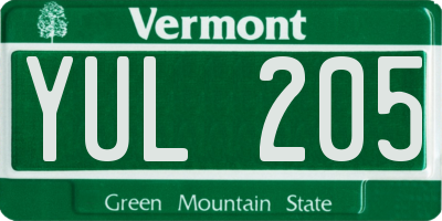VT license plate YUL205