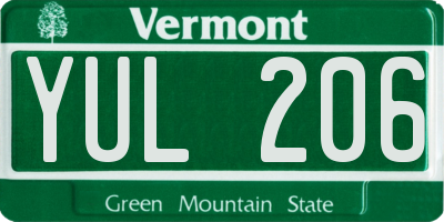 VT license plate YUL206