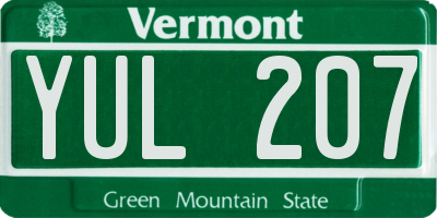 VT license plate YUL207