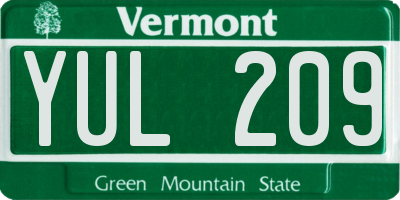 VT license plate YUL209