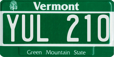 VT license plate YUL210