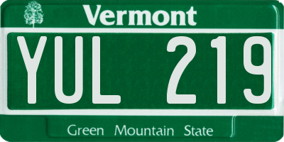 VT license plate YUL219