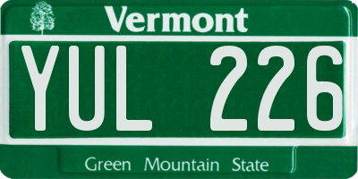 VT license plate YUL226