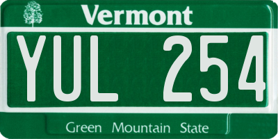 VT license plate YUL254
