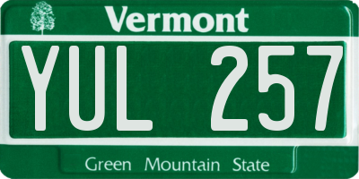 VT license plate YUL257