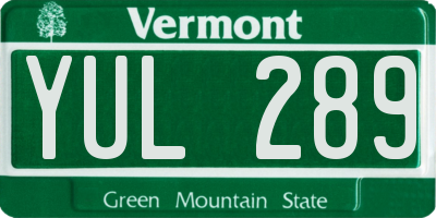 VT license plate YUL289