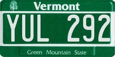 VT license plate YUL292