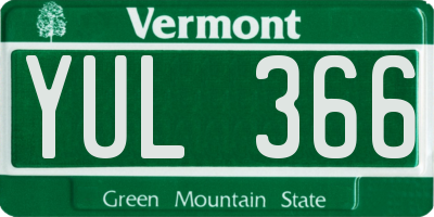 VT license plate YUL366