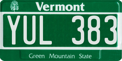 VT license plate YUL383