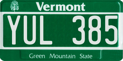 VT license plate YUL385