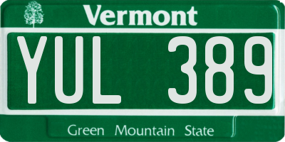 VT license plate YUL389