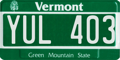 VT license plate YUL403