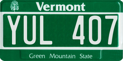 VT license plate YUL407