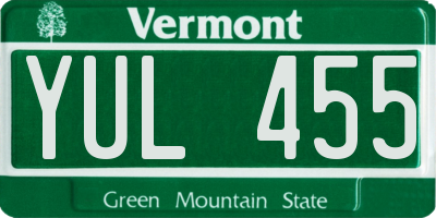 VT license plate YUL455