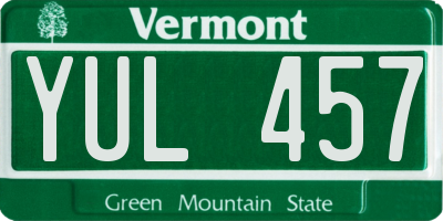 VT license plate YUL457