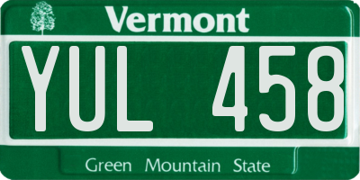 VT license plate YUL458