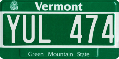 VT license plate YUL474