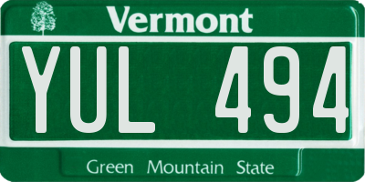 VT license plate YUL494