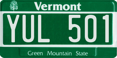 VT license plate YUL501