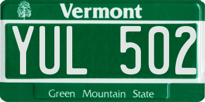 VT license plate YUL502