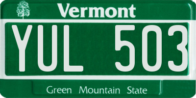 VT license plate YUL503