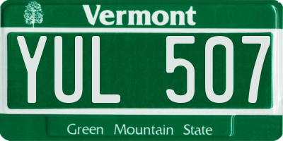 VT license plate YUL507