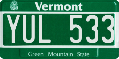 VT license plate YUL533
