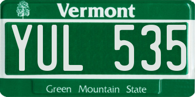 VT license plate YUL535
