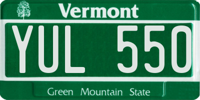VT license plate YUL550