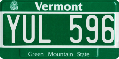 VT license plate YUL596