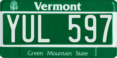 VT license plate YUL597