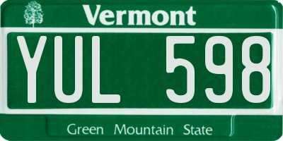 VT license plate YUL598